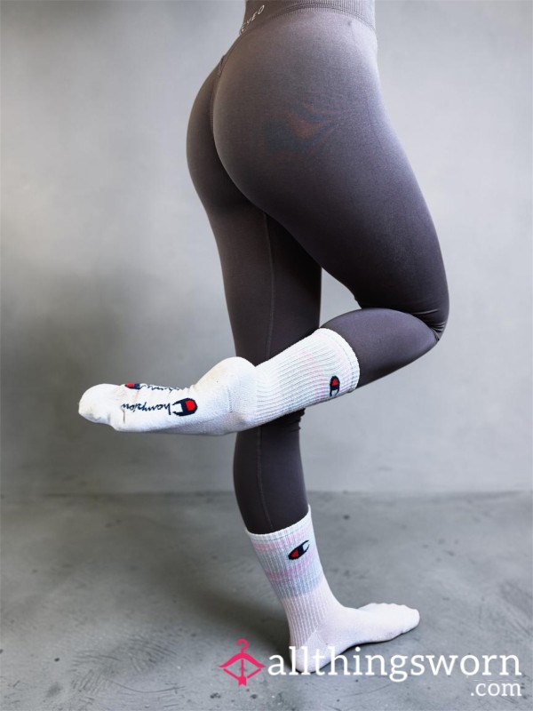 Soft & Intensely Worn White Crew Socks