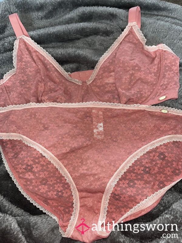 Soft Lace Bra + Panty Set 🌹 Dusty Rose XXL