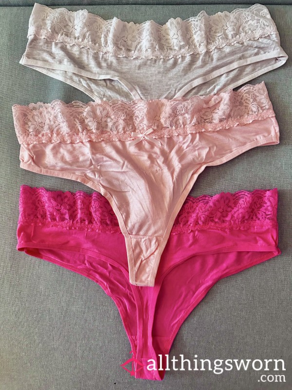 Soft Lacy Pretty Pink BBW Thongs