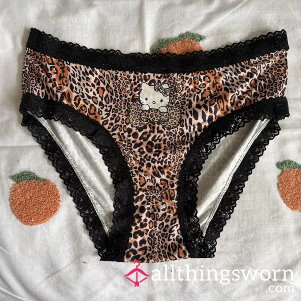 Soft, Leopard Print Hello Kitty Full Back Panties - 24hr Wear Included & Add Ons Available