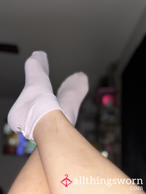 Soft Light Pink Sleep Socks Worn Overnight