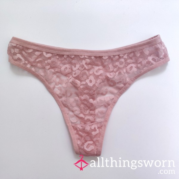 Soft Nude Pink Leopard Lace Thong
