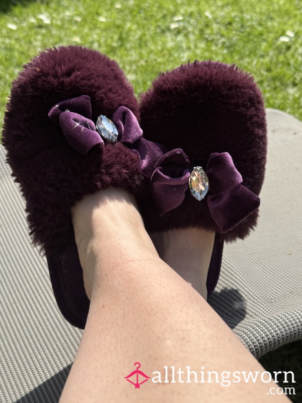 💜Soft Purple Fluffy Slippers- Worn And Definitely Naughty