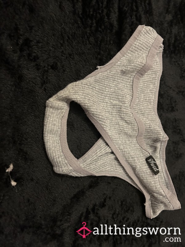 🌫️ Soft & Scented – Worn Grey Panties 💌
