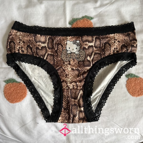 Soft, Snake Print Hello Kitty Full Back Panties - 24hr Wear Included & Add Ons Available
