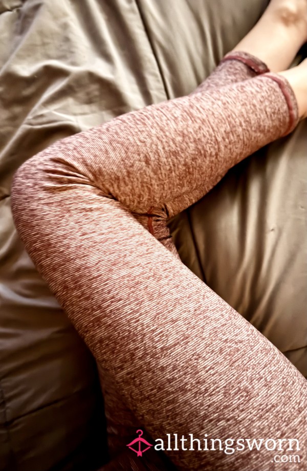 Soft Stretch Leggings (Polyester/Spandex) – Medium - Maroon/Red & White - Custom Worn Upon Request