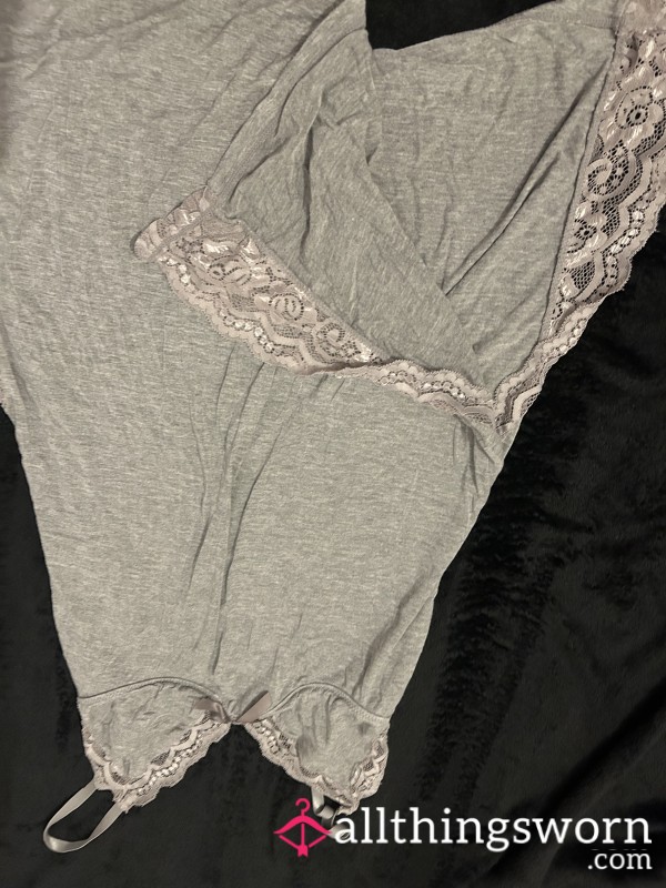 🌫️ Soft & Surrendered – Worn Grey Boudoir Nightdress 💌