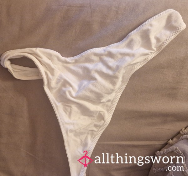 Soft White Cotton Thong