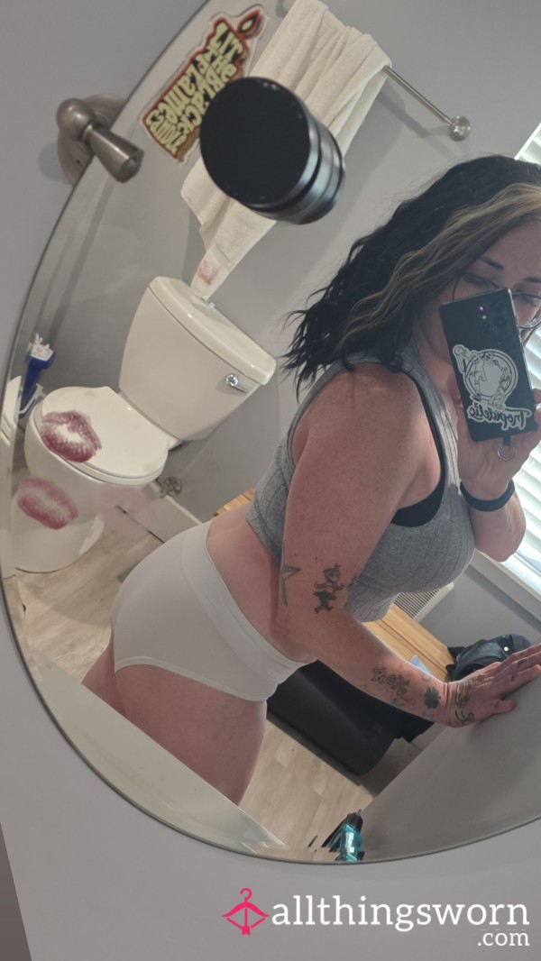 🤍 Soft White Everyday Panties Worn By A Shy Tattooed Girl