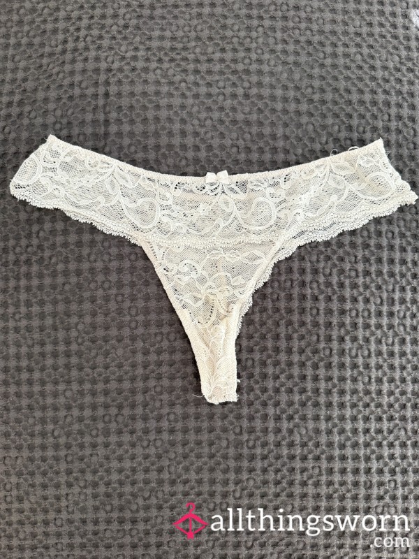 Very Well-Worn White Thong - Years Of Use