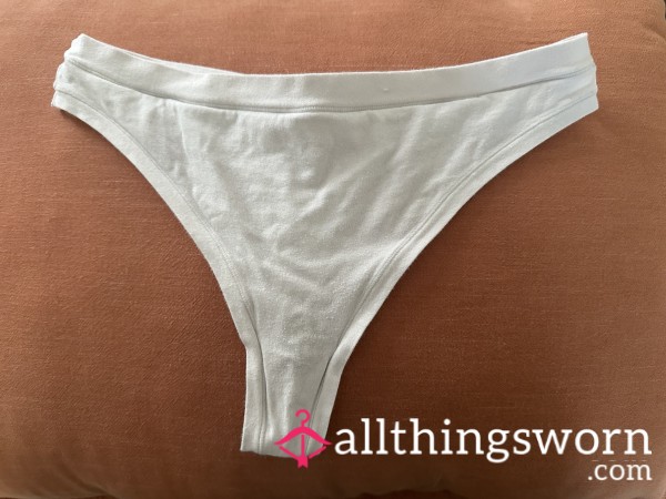 Soft White Panties Worn During A Spicy Movie Night