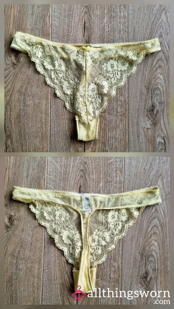 🌼 Soft Yellow Lace Thong, Sweet, Sultry, & Irresistible 🌼