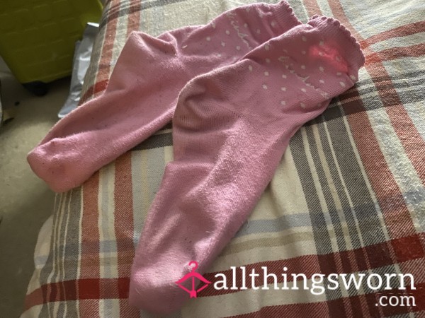 Soiled Pink Socks.Worn To Bed For A Week After Using Almond Oil On My Feet.
