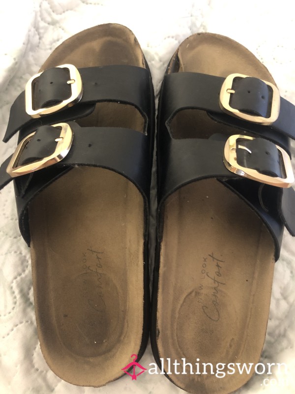 Sole Imprinted Well Worn Flat Sandals