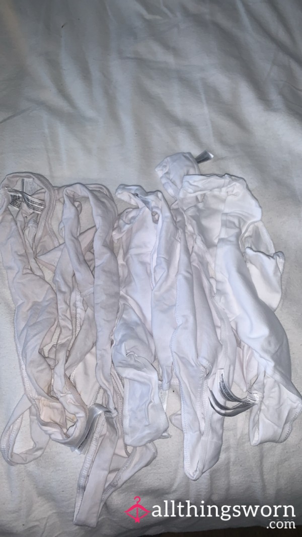Some Stained And Done New White Thongs