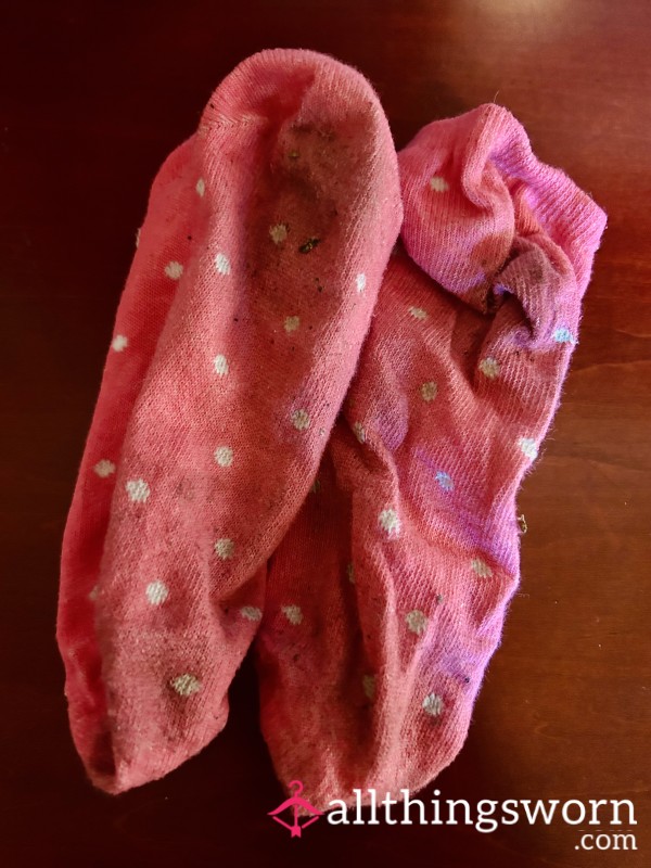 SOTD: Pink Ankle Socks W White Polka  Dots W/ FREE Digital Gift!