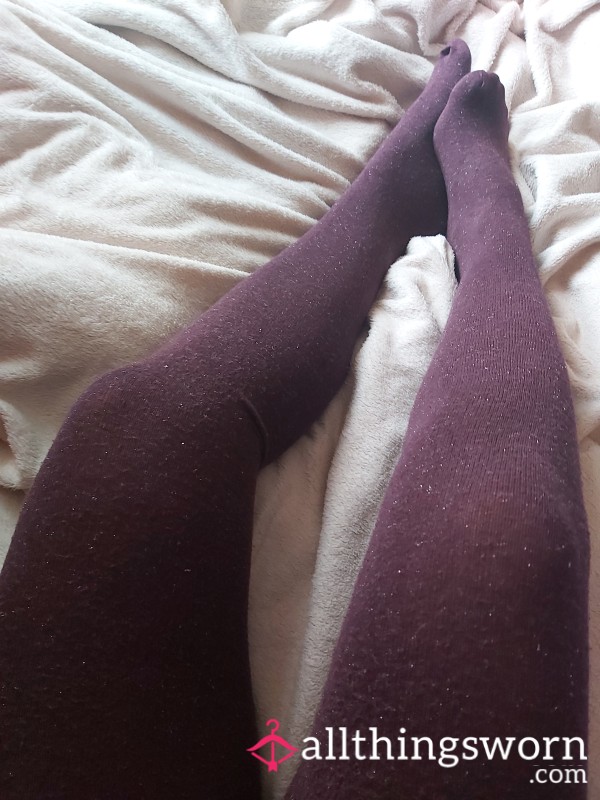Sparkle Burgundy Thick Tights