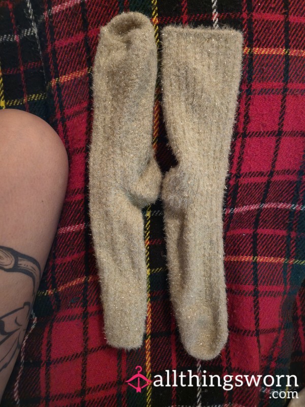 Sparkly Fuzzy Med Length Socks