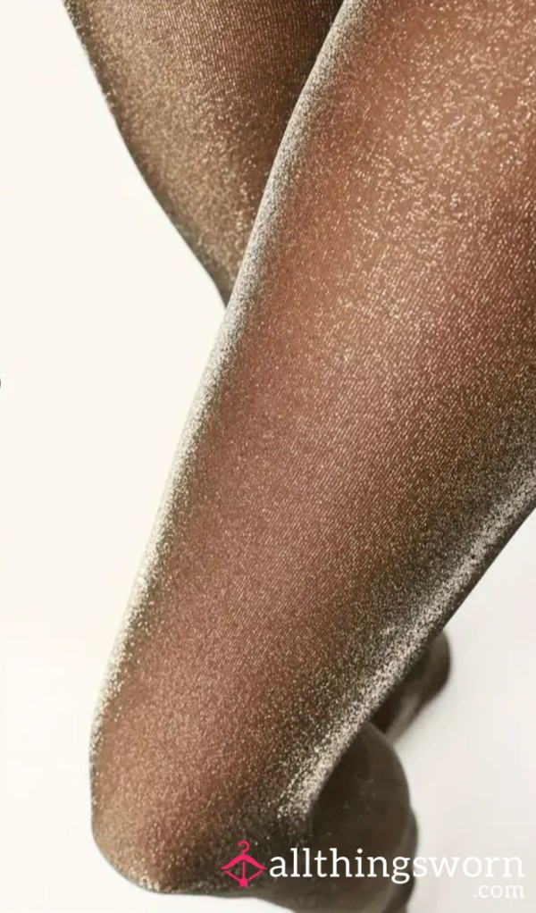 Sparkly Gold Shimmer Semi Sheer Pantyhose