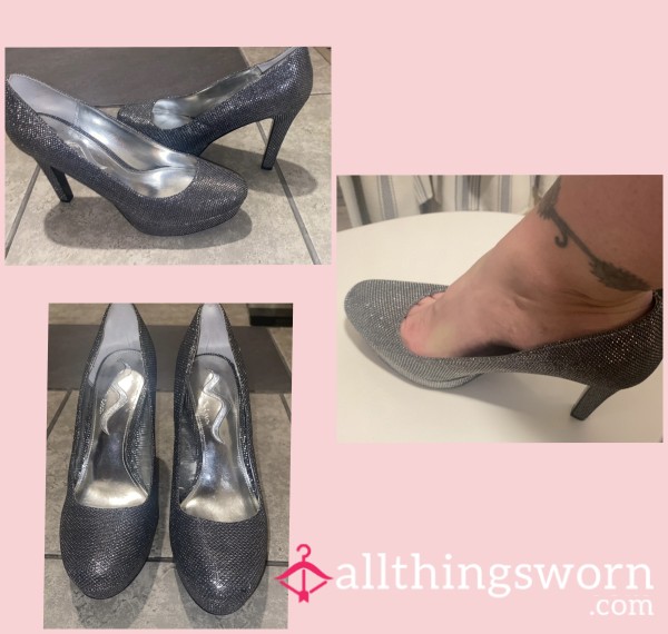 S**y & Sparkly Silver High Heels