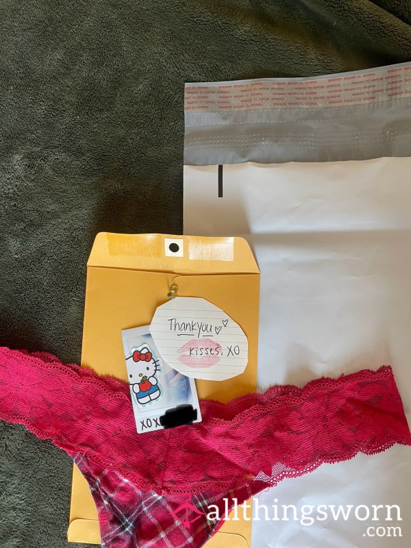 ❤️‍🔥SPECIAL EDITION PACKAGE❤️‍🔥 PLAID, LACEY RED THONG❤️ + SURPRISE EXTRAS🎁💝