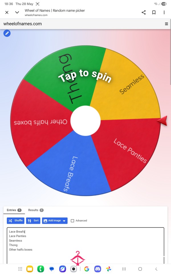 Spin The Wheel To Pick My Type Of Panties For The Day