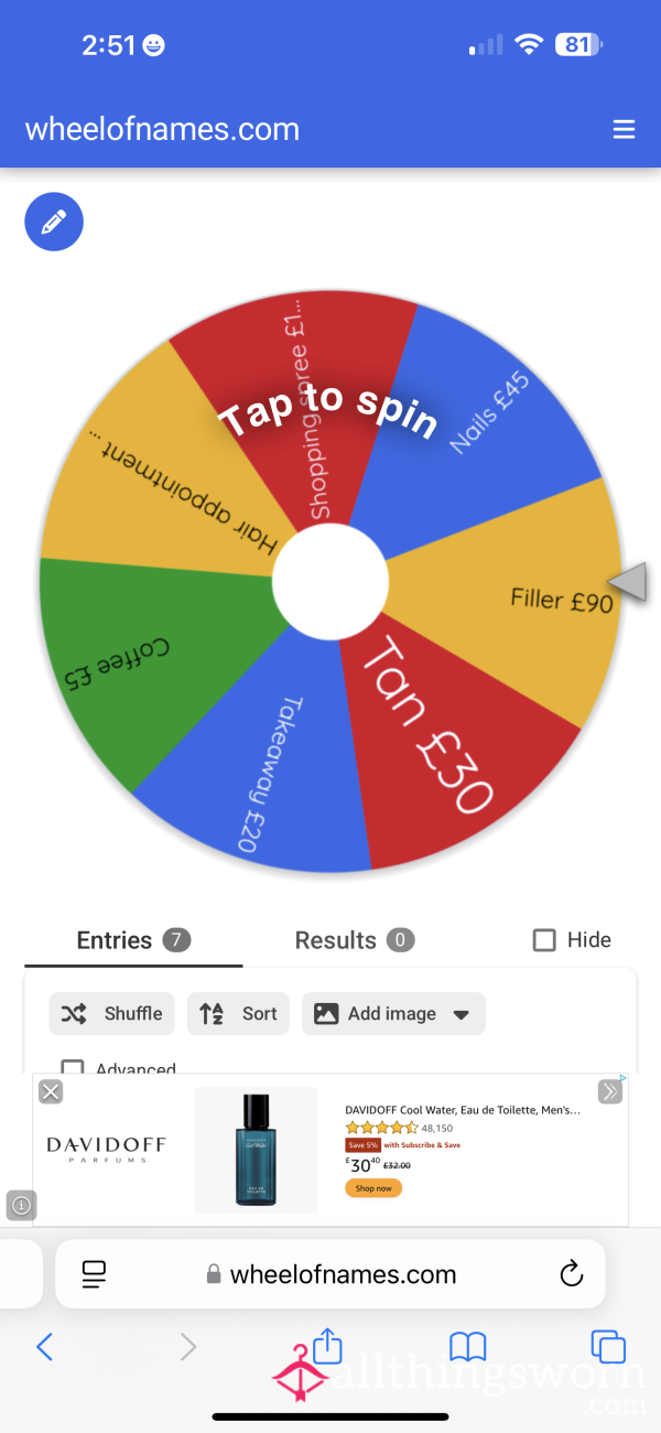 Spin The Wheel - Treats For MrsM. Read Caption