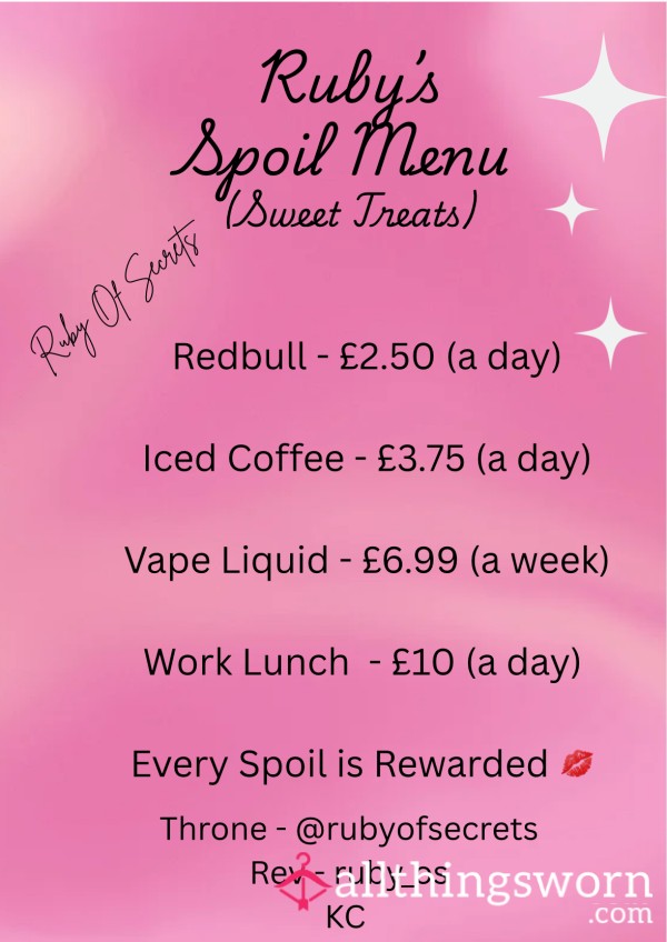 Spoil Menu - Sweet Treats