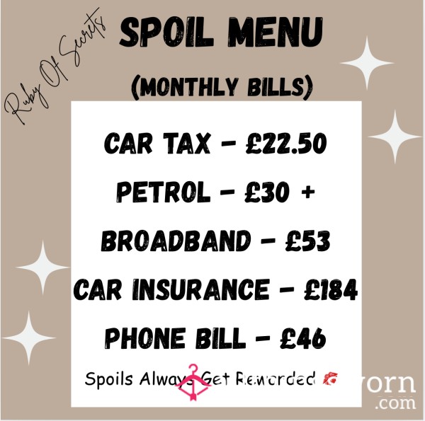 Spoil Menu - Monthly Bills