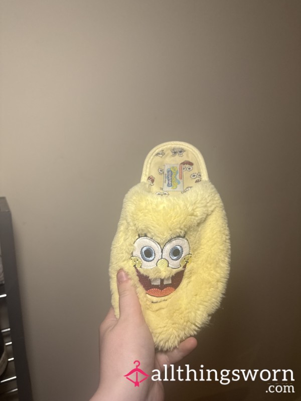 💛🧽 SpongeBob Open-Back Slippers – Extremely Well Worn 🧽, Size 5.5