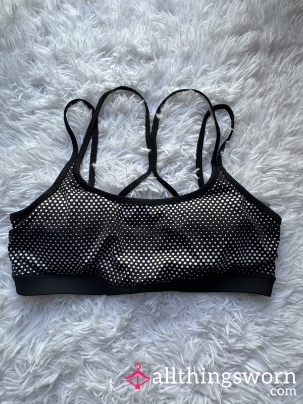 Sports Bra - Black & White Polka Dot