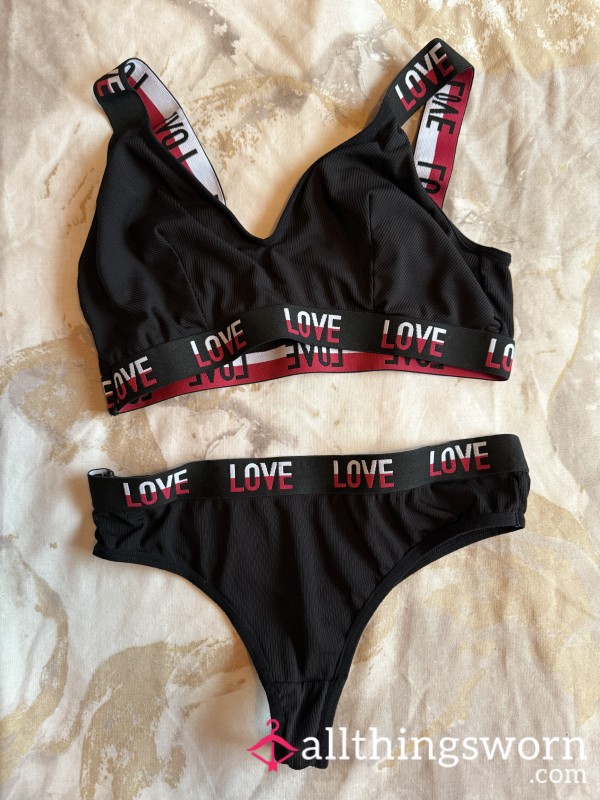 Sports Bra & Thong Set 🖤❤️🤍