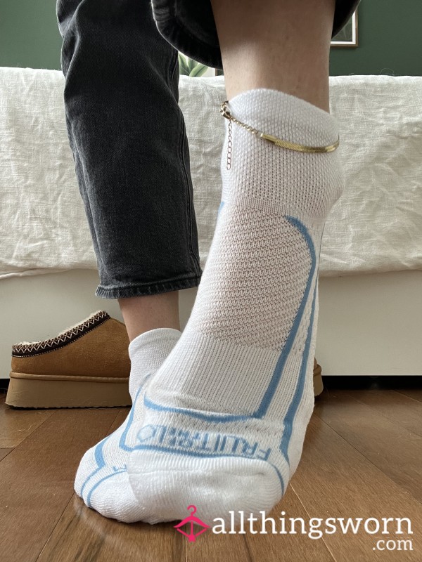 Sporty Cotton Athletic White / Blue Socks 🥵 - 72H Sweaty Wear