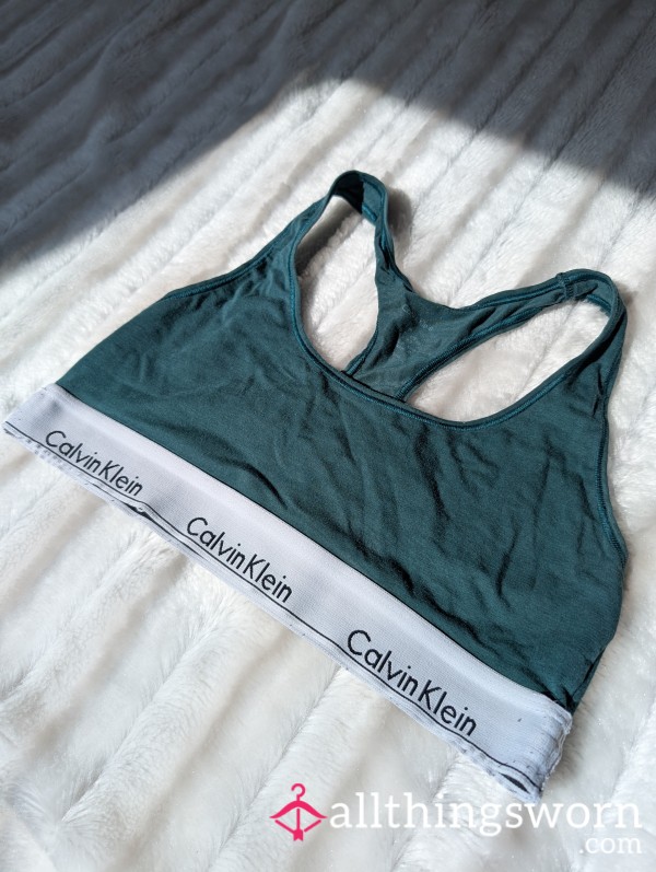 Sporty-style Calvin Klein Bra, Dark Green. Worn Many Times!