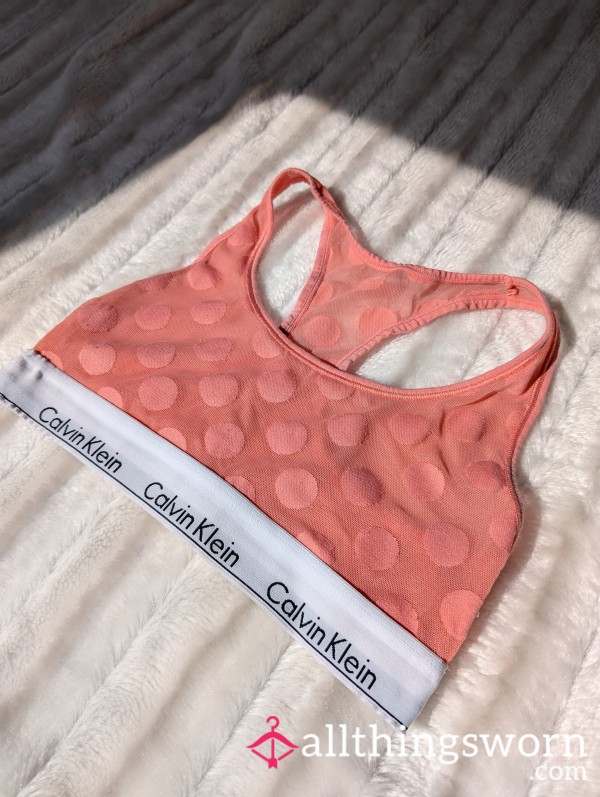 Sporty-style Calvin Klein Bra, Pink Mesh Material. Worn Many Times!