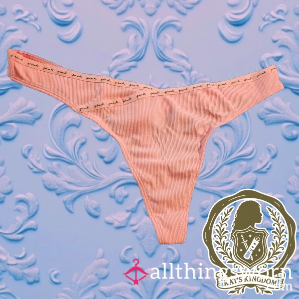 Sporty VS Pink Ribbed Cotton Thong XXL