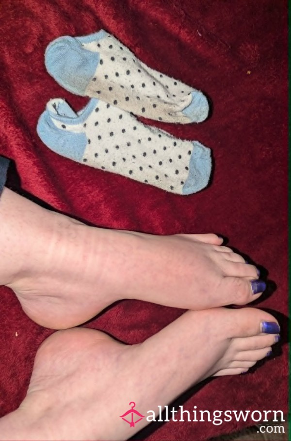 Spotted Blue Toes No Show Socks
