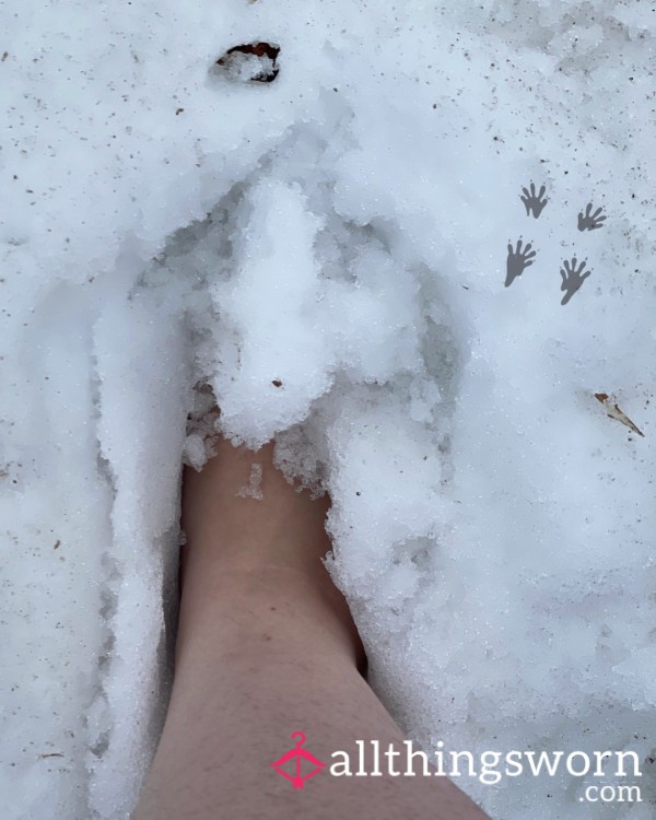 Spring Thaw In Canada: Red Toes In The Snow