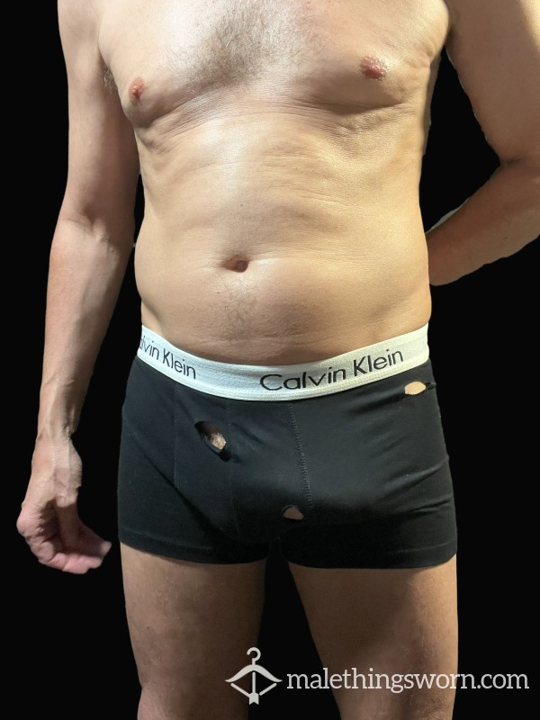 Spunky Black Calvins With Holes. With Video Of Me Customising Them