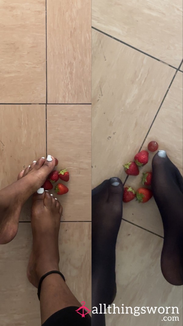 Squashing Fruits With Feet 🙈