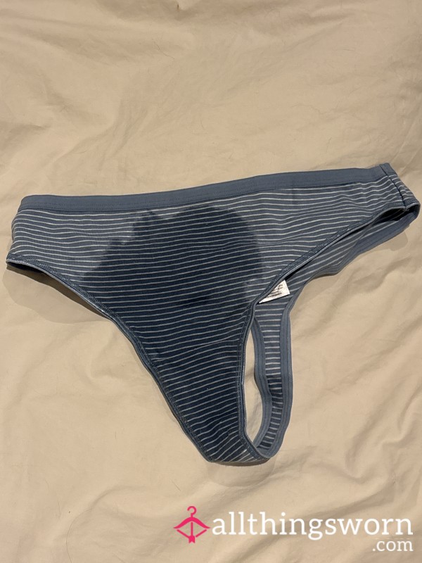 Squirt On Blue Striped Thong