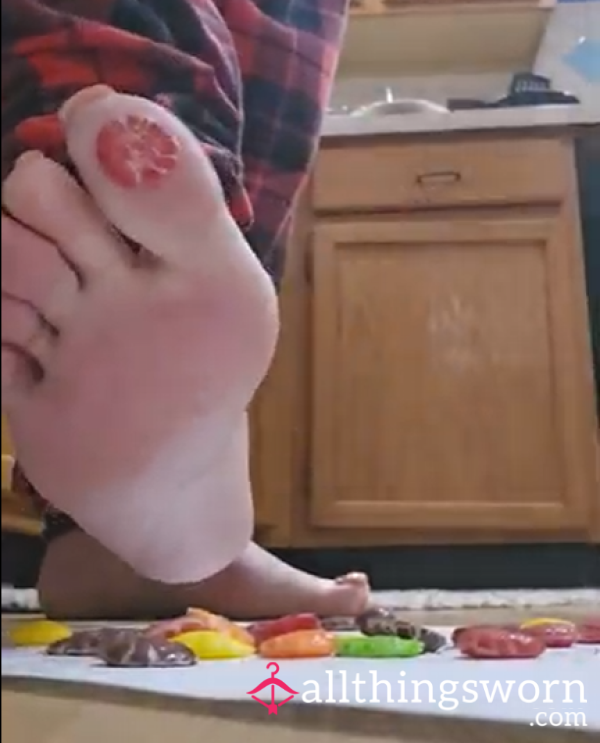 Squishing Skittles With My Feet