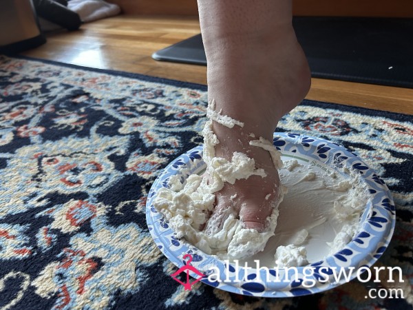 Squishing Whipped Cream With Foot