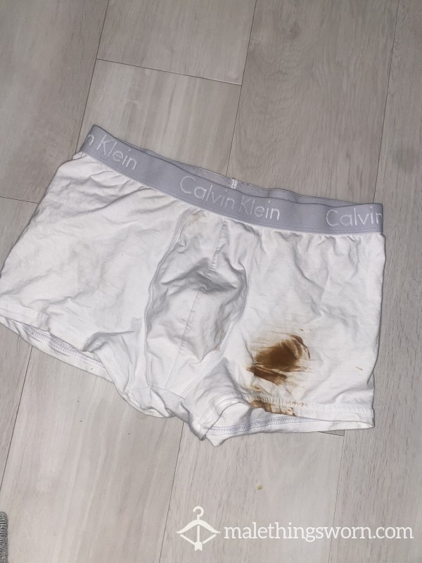 Stained Boxers - Wood Oil Stained From A Job This Week. Oil From My Hands Pulling My Boxers And Work Trousers Up Constantly