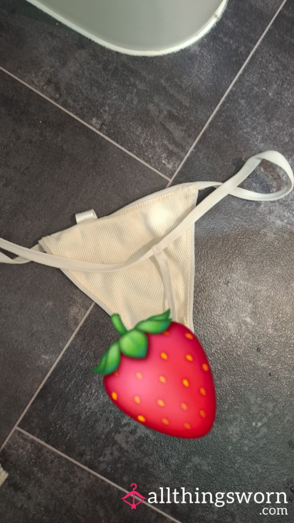 Stained Cream Thong🩸🦈