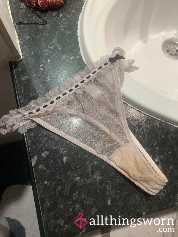 Stained Lacey Frilly Thong