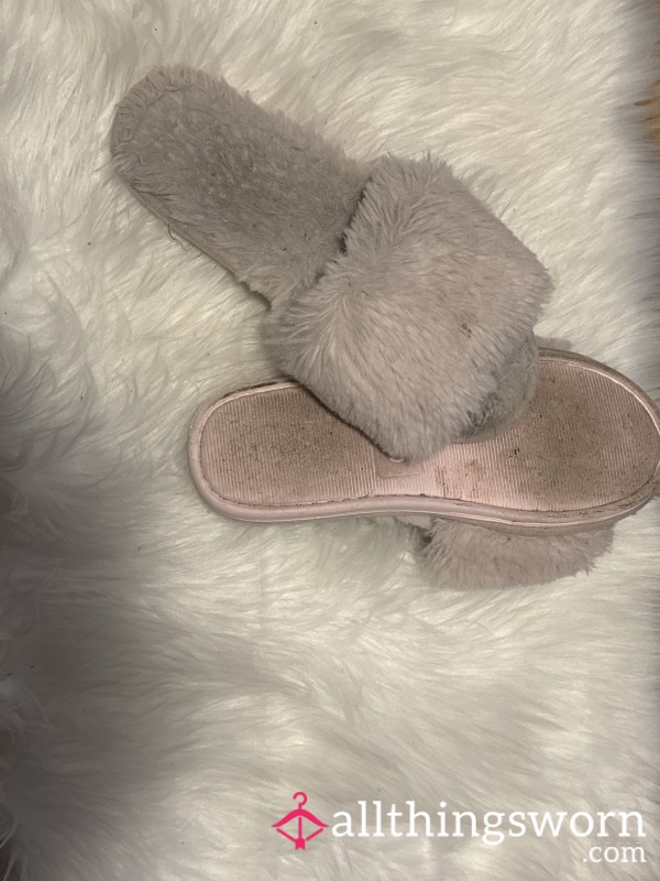 Stained, Well-Worn, Smelly Pink Fuzzy Slippers