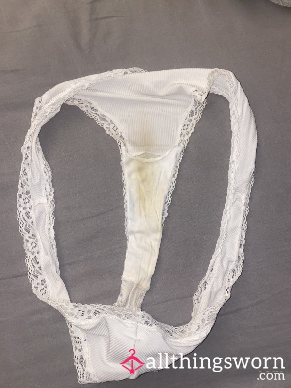 Stained White Thong