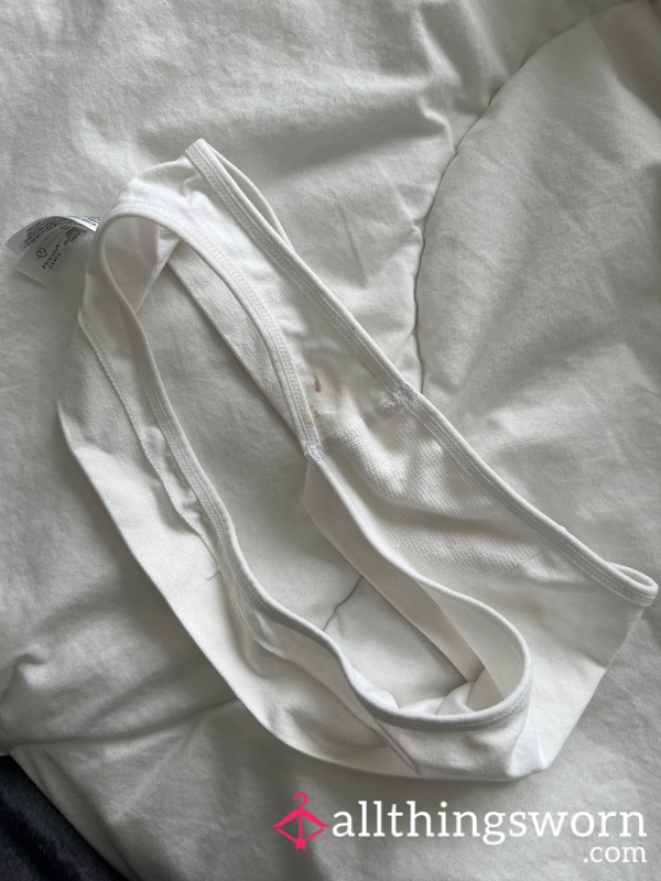 Stained White Thong