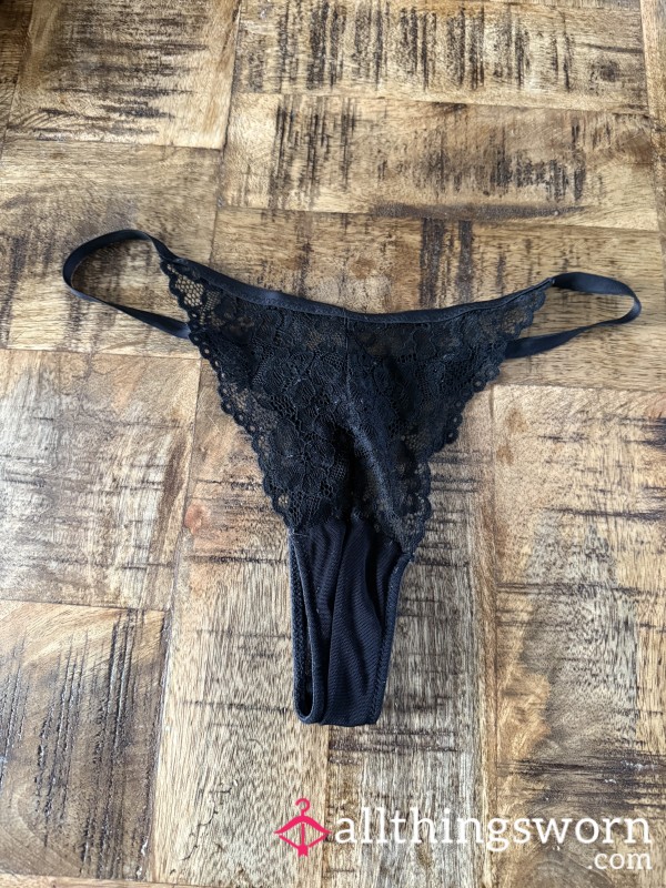 Sta**i’s Black Lacy Thong- Worn For 24 Hours 🖤👙